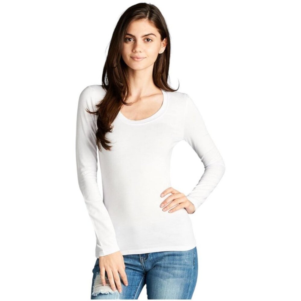 Elegant women's long-sleeved round neck T-shirt